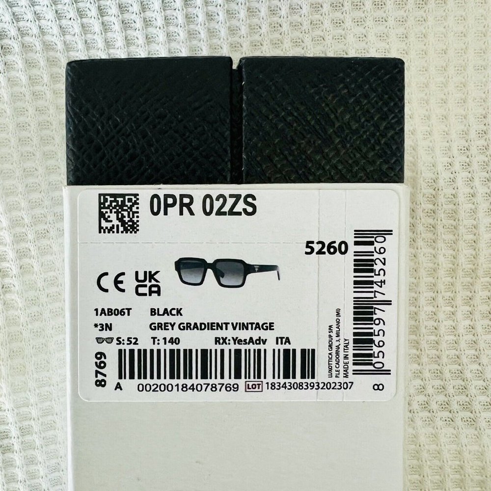 Prada PR 02ZS Square Sunglasses Black Plastic Dark Grey Gradient Silver Unisex - Picture 14 of 14